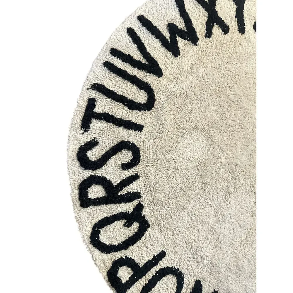 Lorena Canals Circle ABC Alphabet White Rug Carpet Machine Wash Nursery Decor